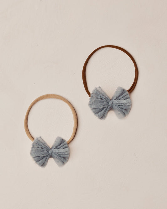 Tulle Bow Nylon Headband || French Blue