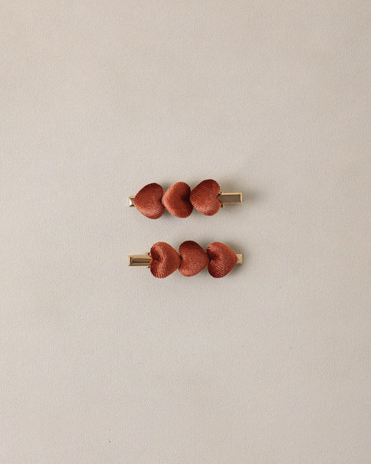 Velvet Heart Clips | Red