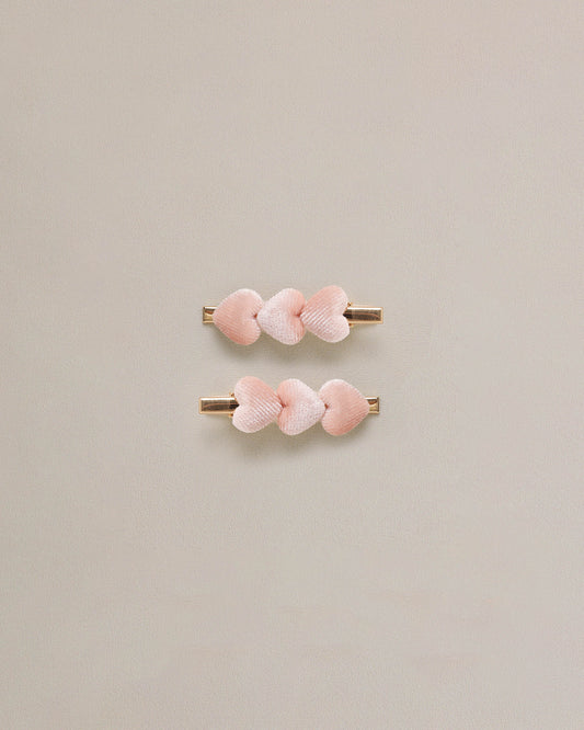 Velvet Heart Clips | Pink