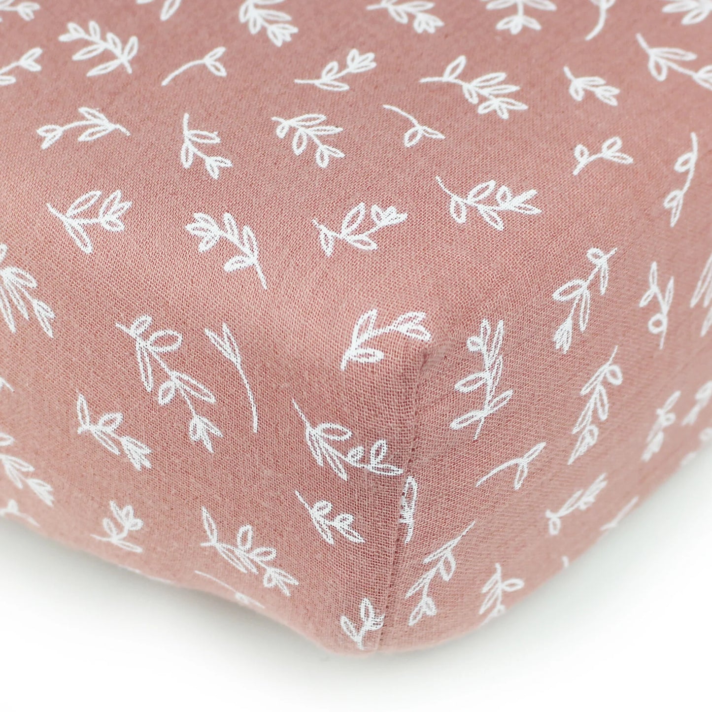 Organic Muslin Crib Sheet | Desert Rose Leaves
