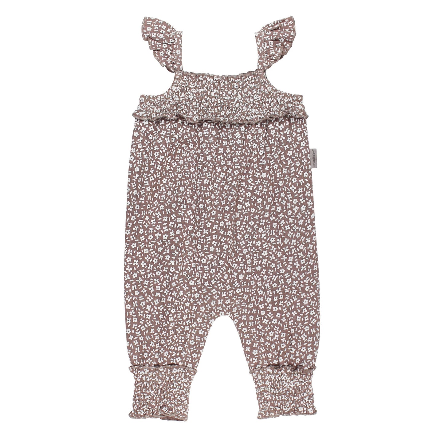 Organic Muslin Sleeveless Romper | Almond Floral
