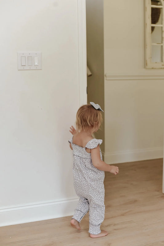 Organic Muslin Sleeveless Romper | Blueberry Floral