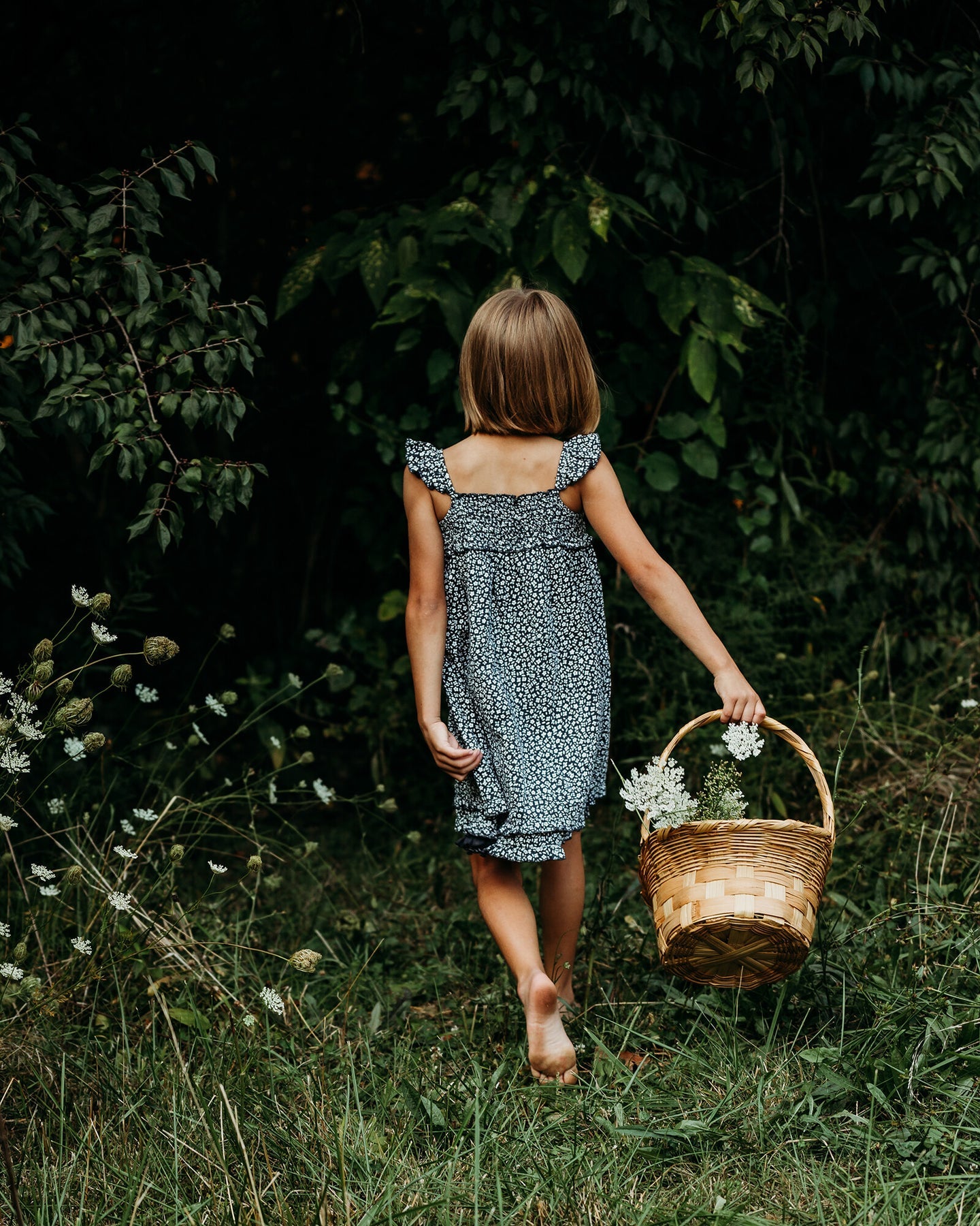 Organic Muslin Summer Dress | Navy Floral