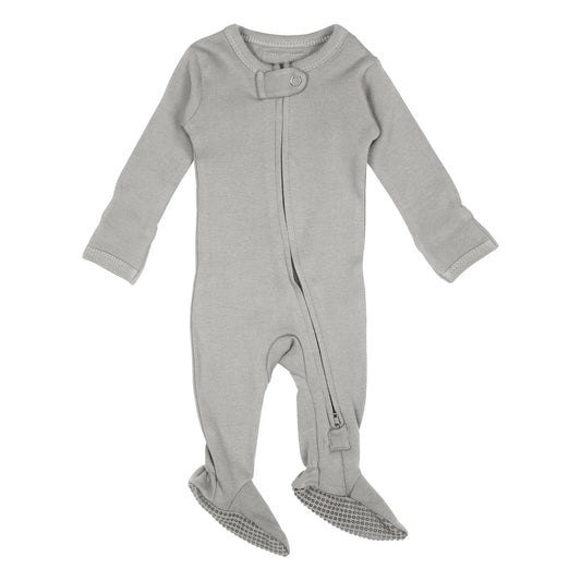 2-Way Zipper Footie | Light Grey