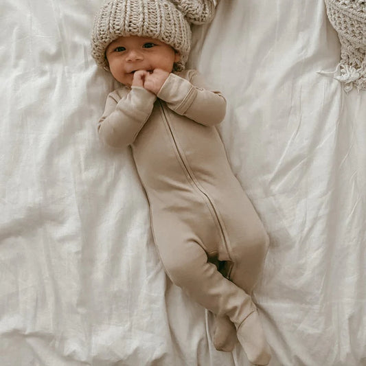 Oatmeal Footed Sleeper | 2-Way Zipper