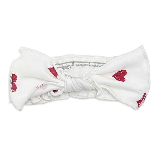 Organic Smocked Tie Headband | Crimson Heart
