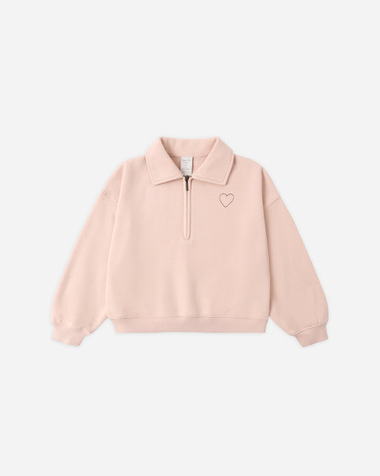 Quarter Zip Sweatshirt || Blush