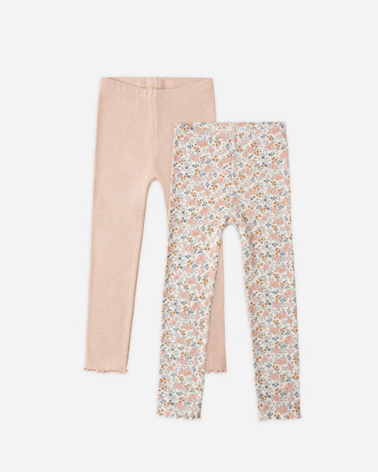 Ribbed Legging Set || Flower Field, Heathered Blush