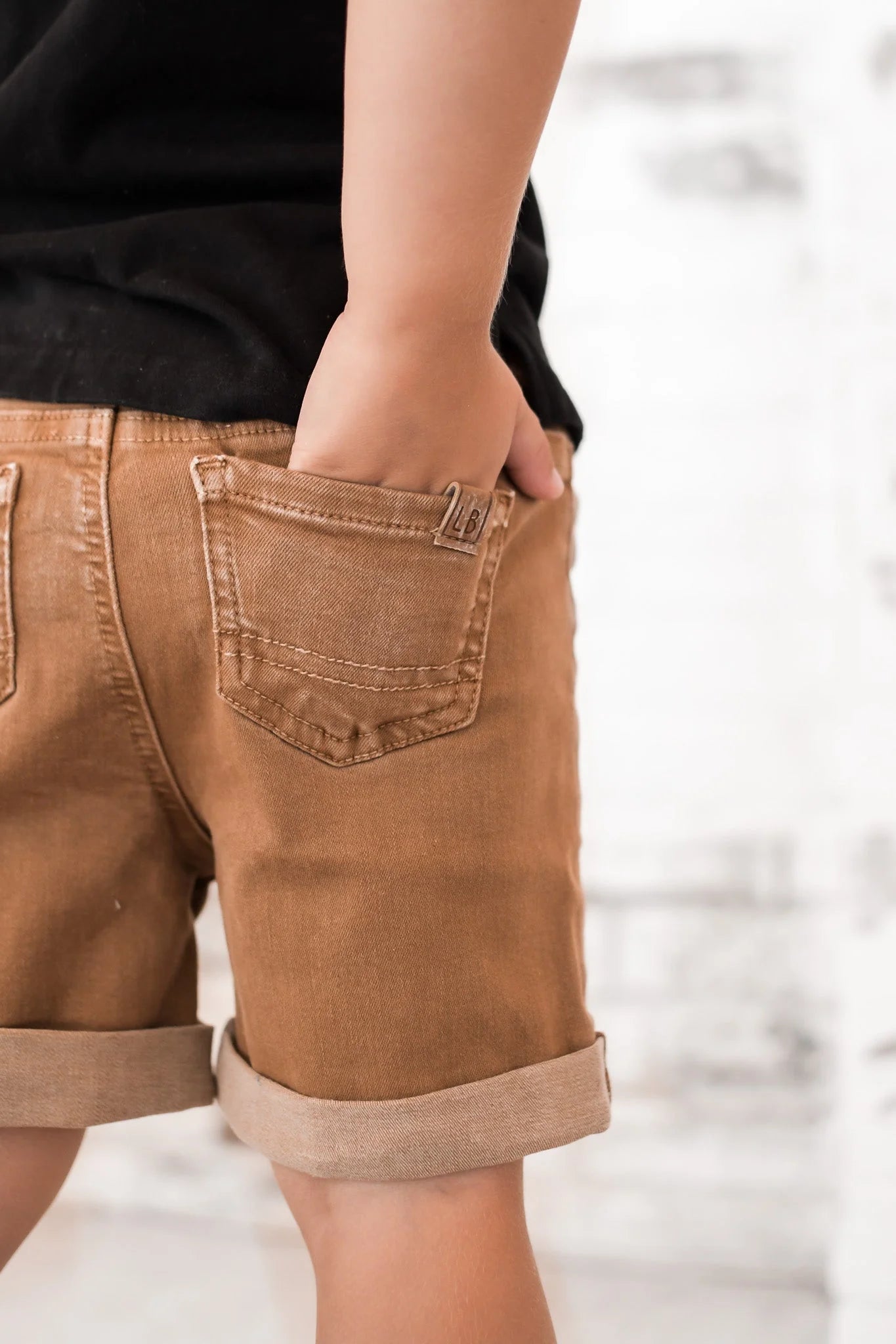 Rolled Denim Short | Dark Camel
