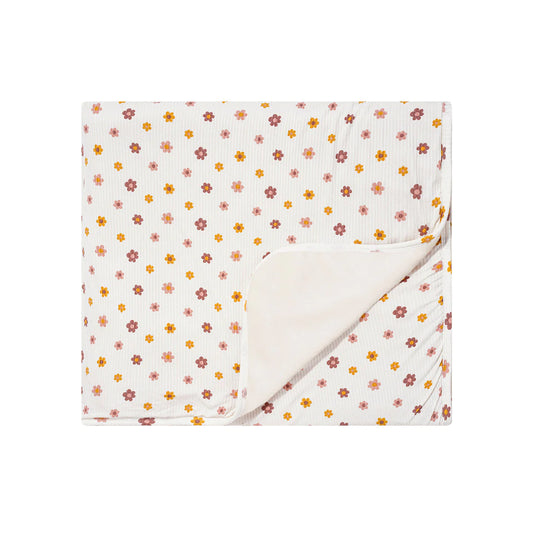 Pink Daisies Ribbed Blanket