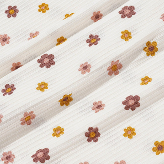 Bamboo Sleeper w/ Fold-Over Feet | Pink Daisies (Small Ribbed)