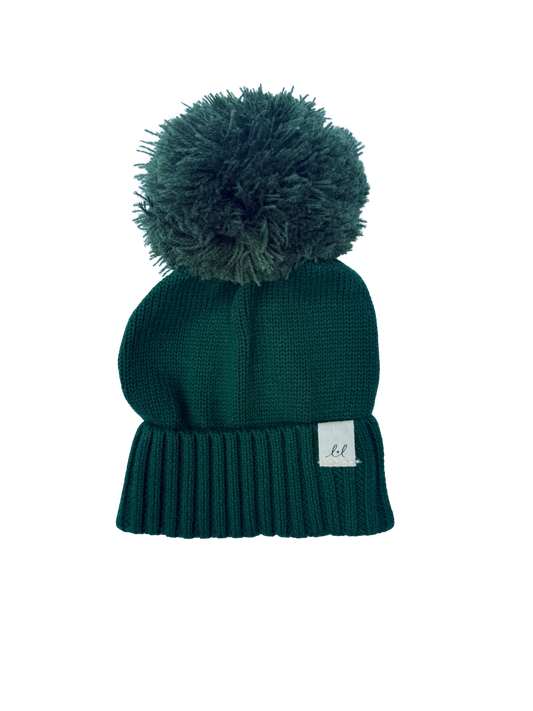 Pom Knit Beanie | Alpine Green