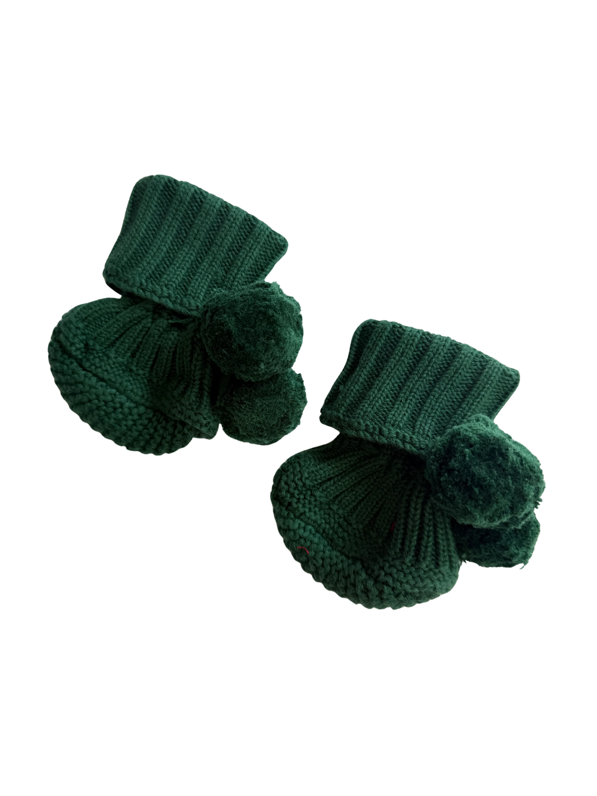 Pom Knit Booties | Alpine Green