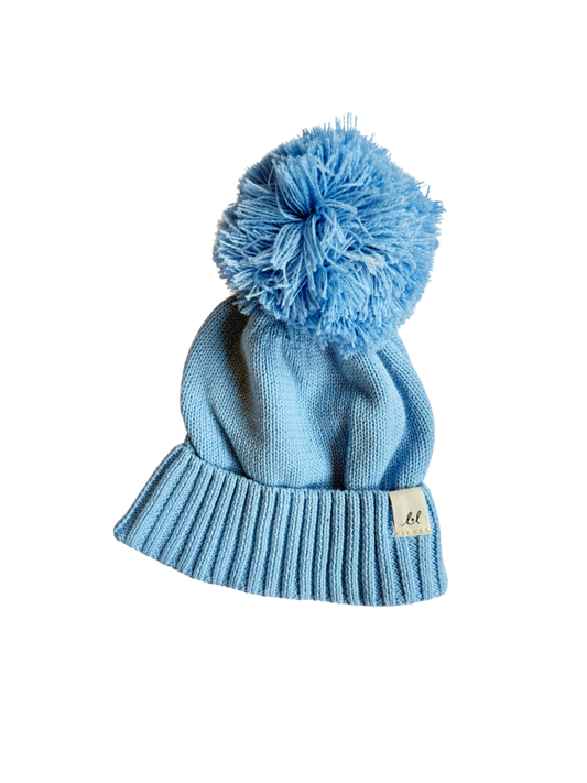 Pom Knit Beanie | Powder Blue