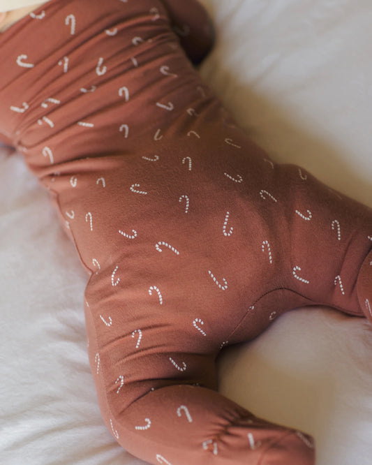 Bamboo Zip Footie || Candy Canes