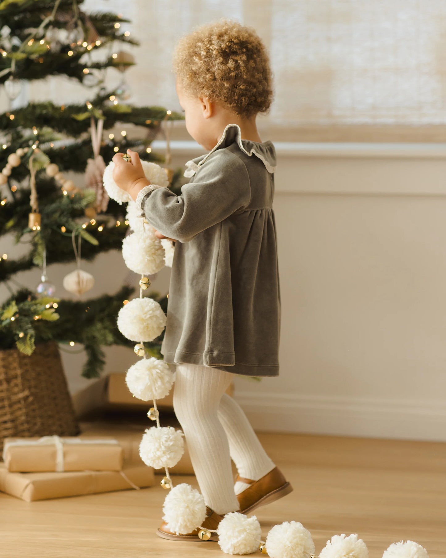 Velour Baby Dress || Forest