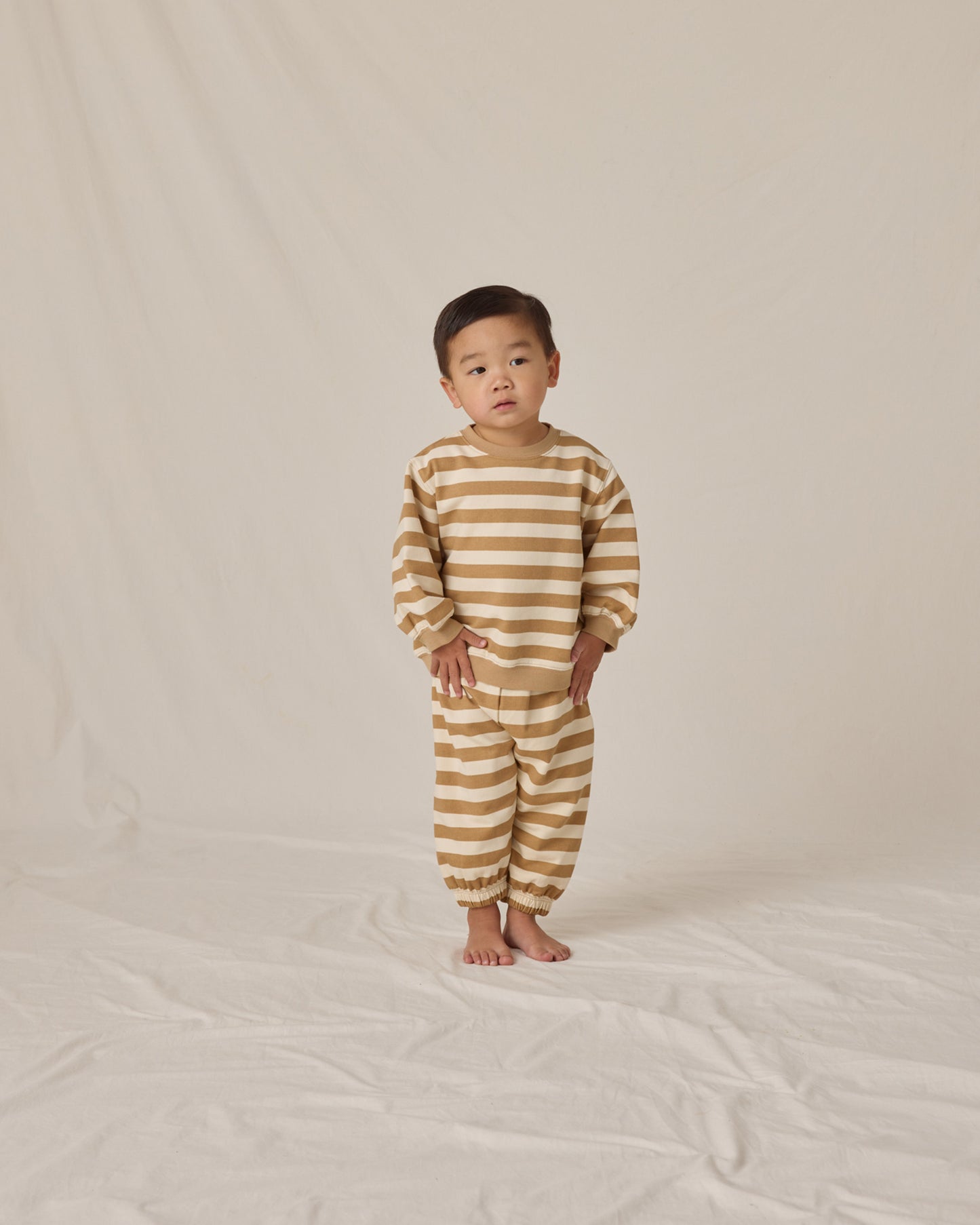 Oversized Crew Sweatshirt || Gold Stripe
