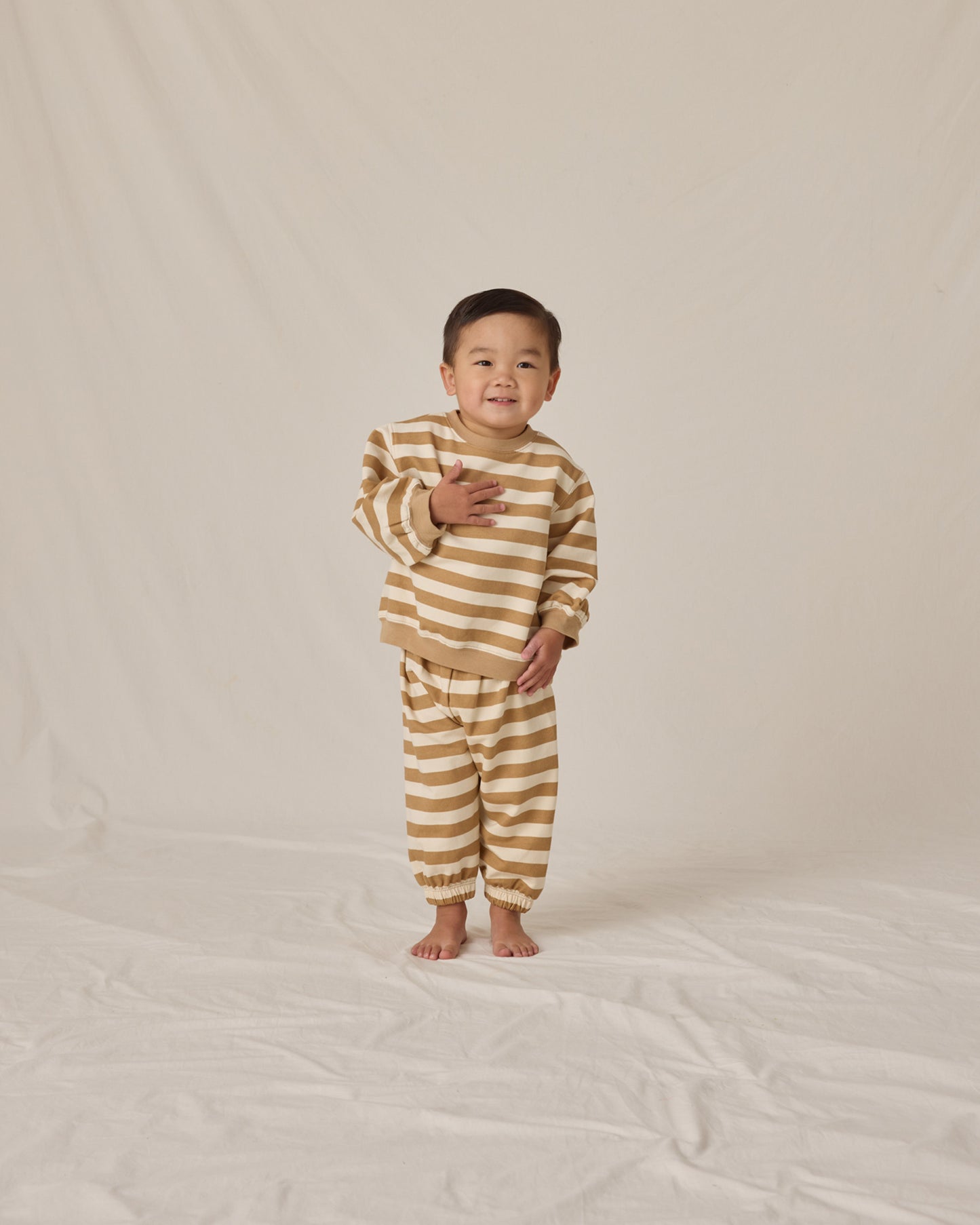 Oversized Crew Sweatshirt || Gold Stripe