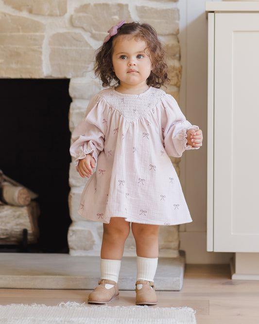 V Smocked Dress || Bows