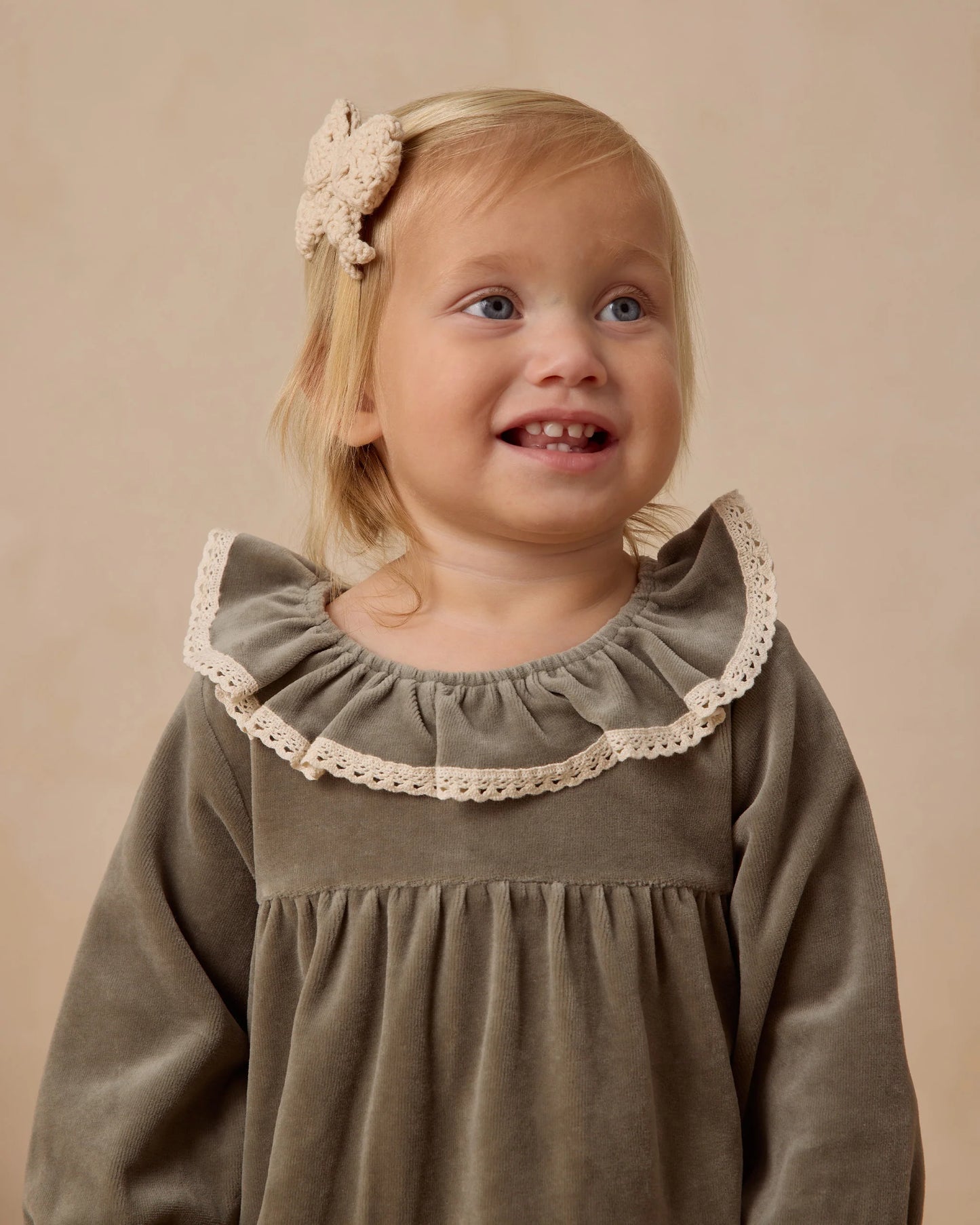 Velour Baby Dress || Forest