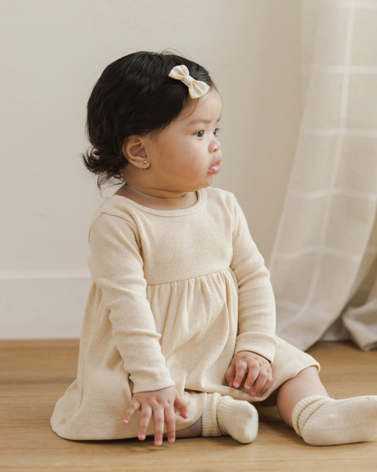 Ribbed Long Sleeve Dress || Oatmeal