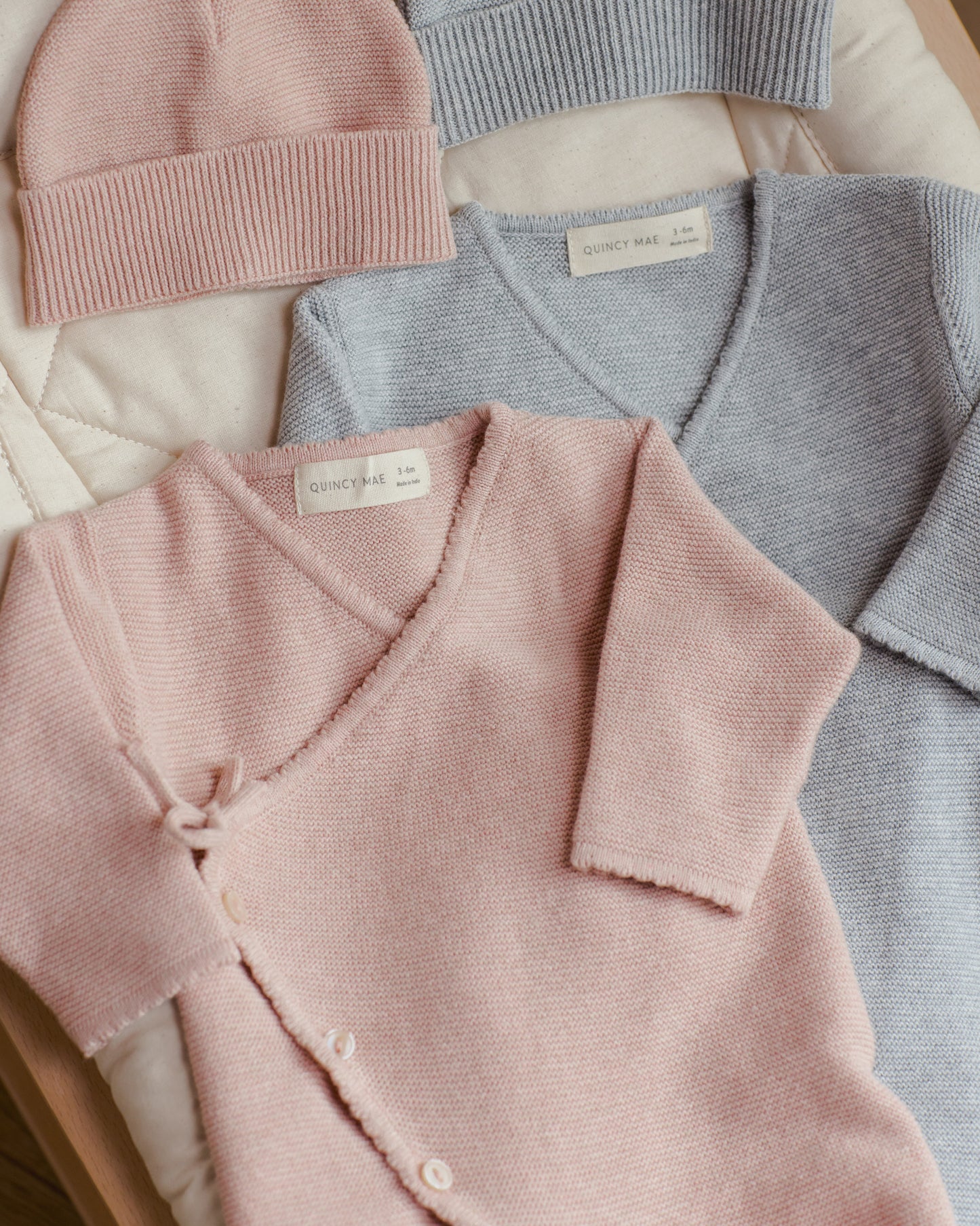 Wrap Knit Footie || Heathered Dusty Blue