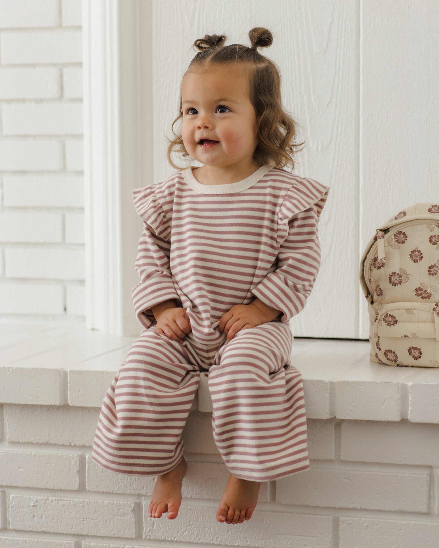 Ruffle Cozy Set || Mulberry Stripe