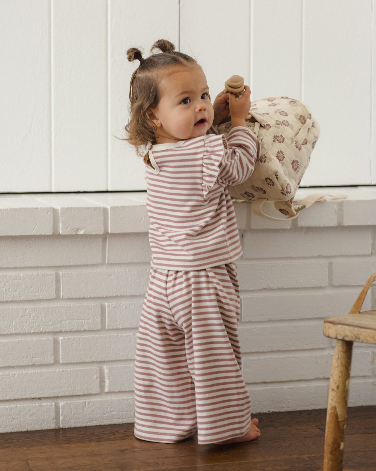 Ruffle Cozy Set || Mulberry Stripe
