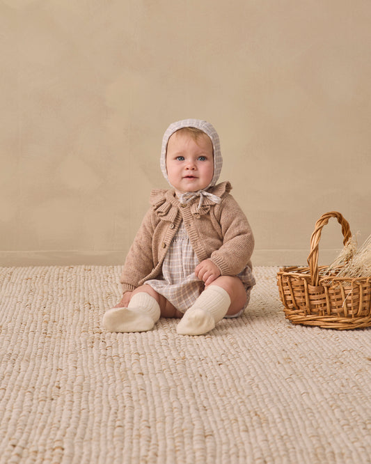 Ruffle Collar Cardigan || Heathered Almond