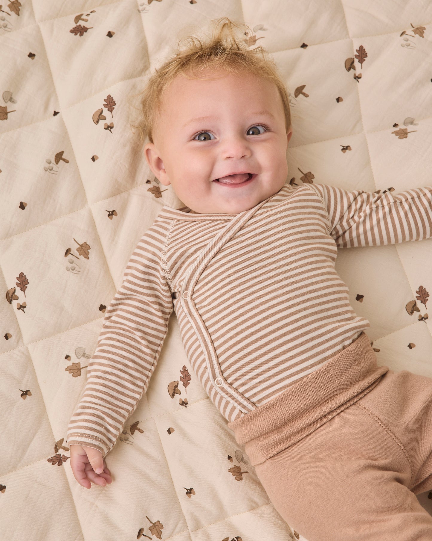 Side Snap Bodysuit + Pant Set || Almond Stripe