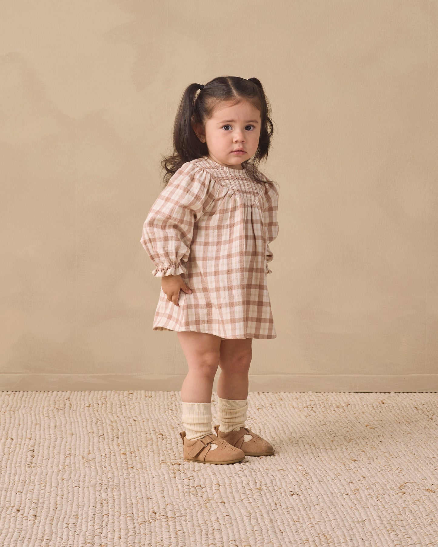 V Smocked Dress || Rustic Plaid