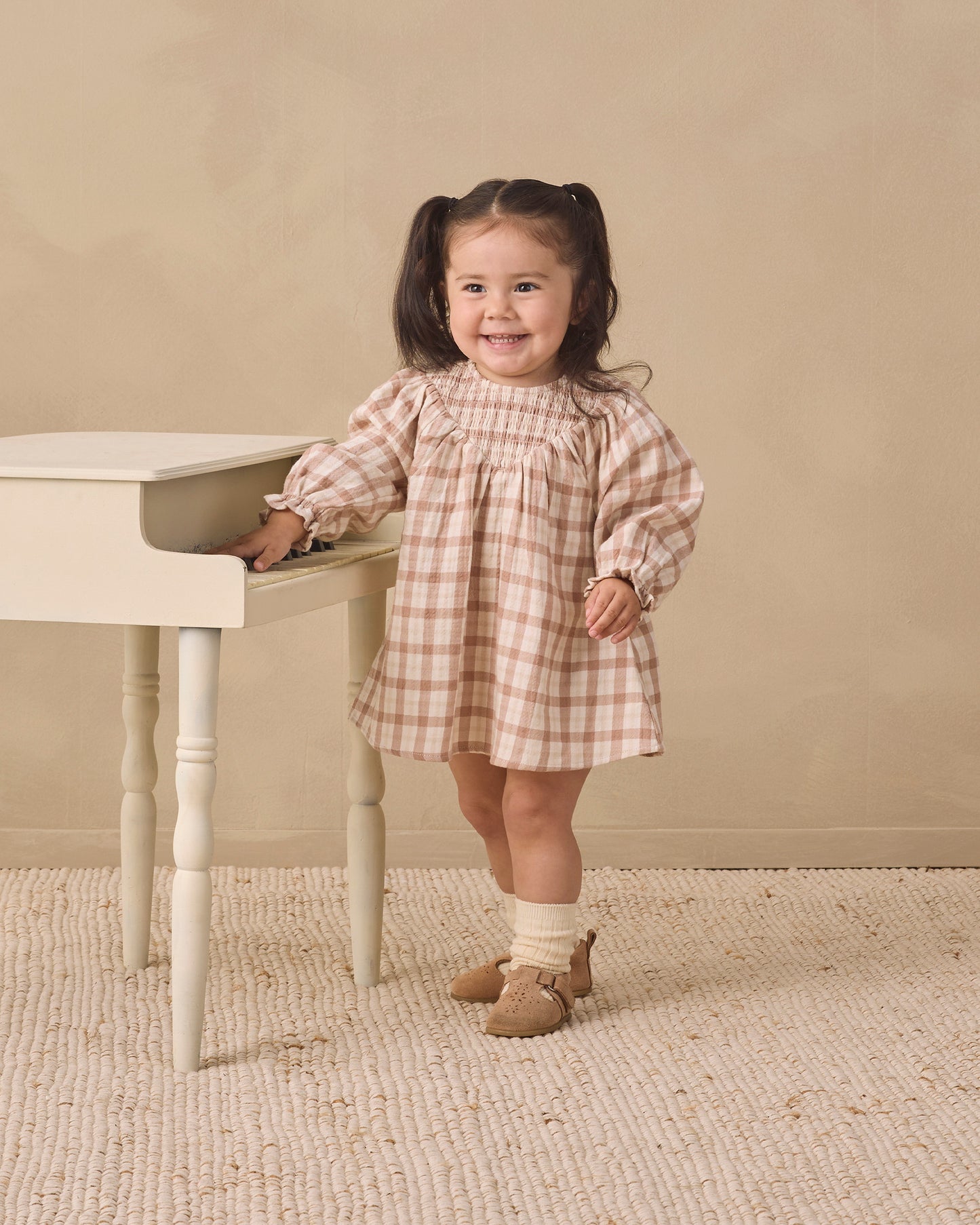 V Smocked Dress || Rustic Plaid