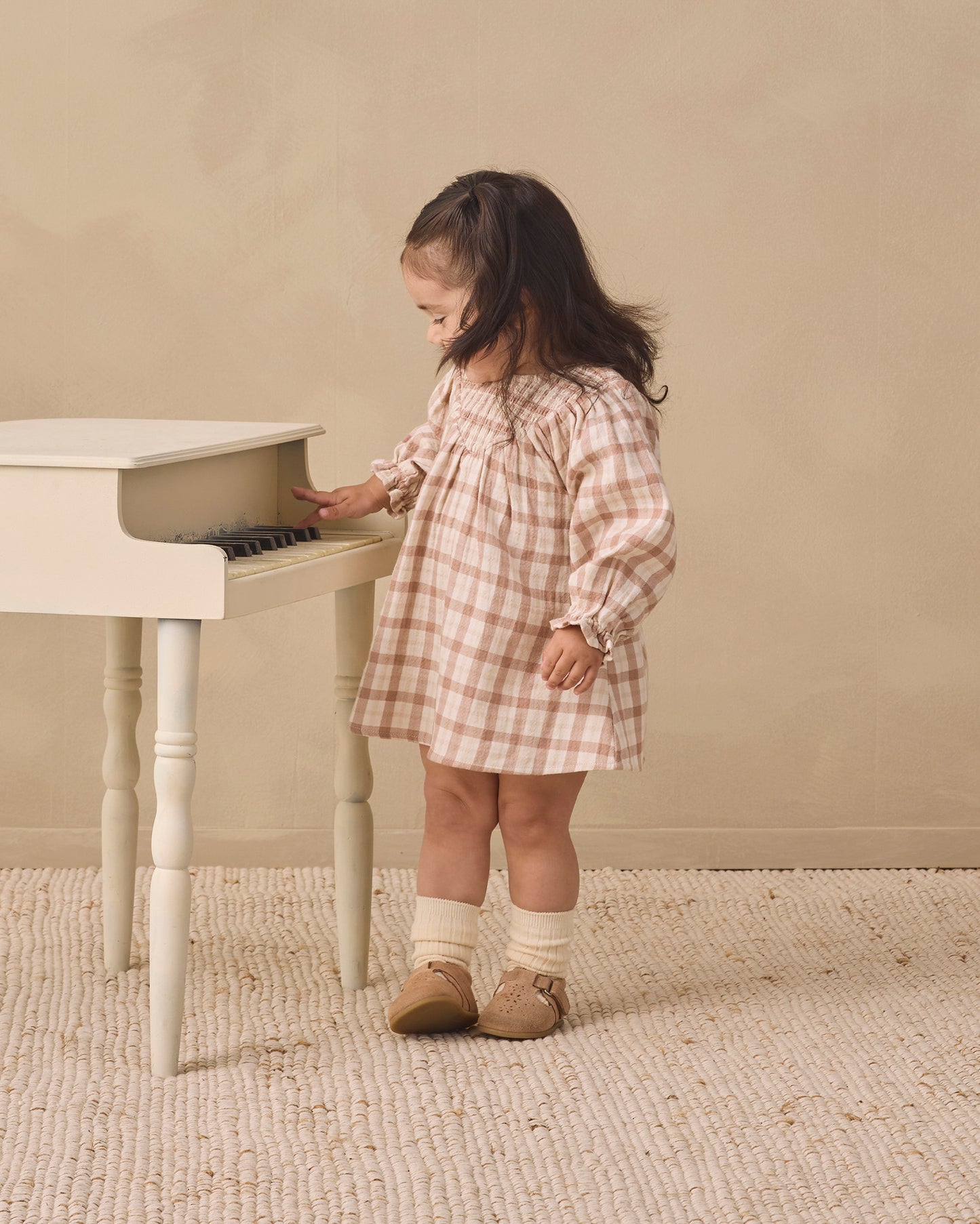 V Smocked Dress || Rustic Plaid