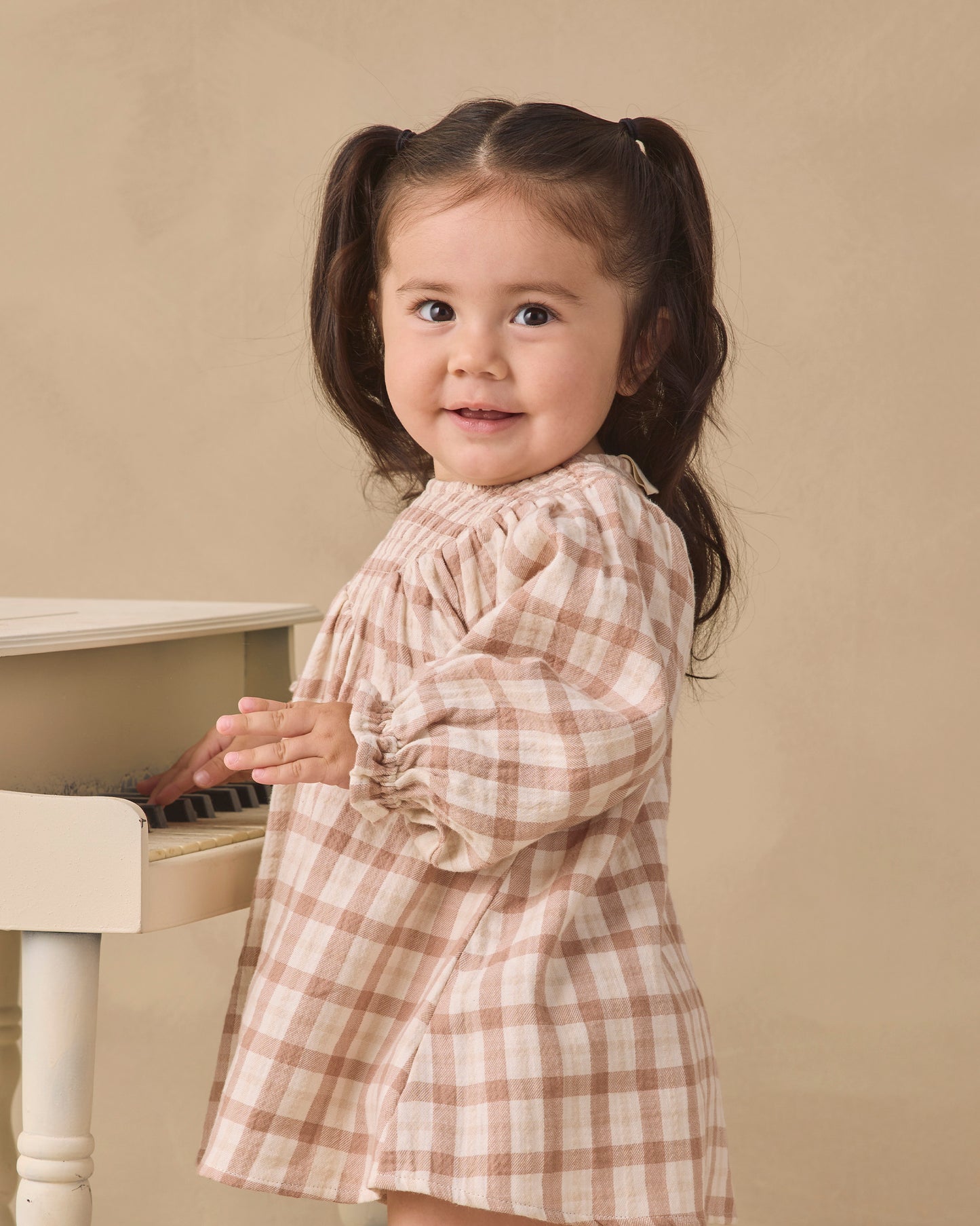 V Smocked Dress || Rustic Plaid
