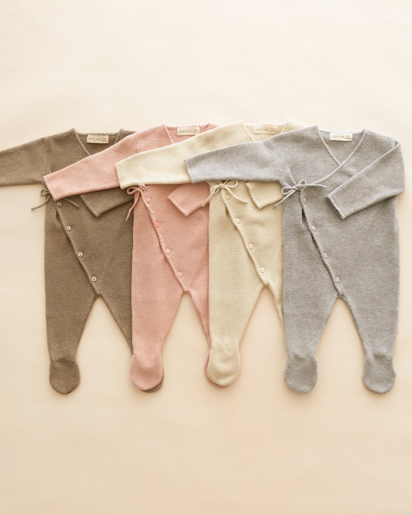 Wrap Knit Footie || Heathered Natural