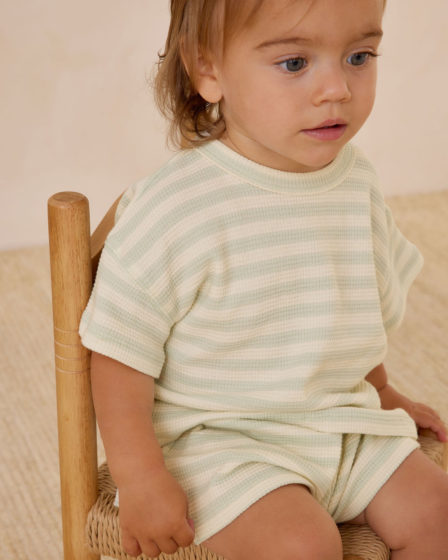 Waffle Tee + Short Set || Mint Stripe