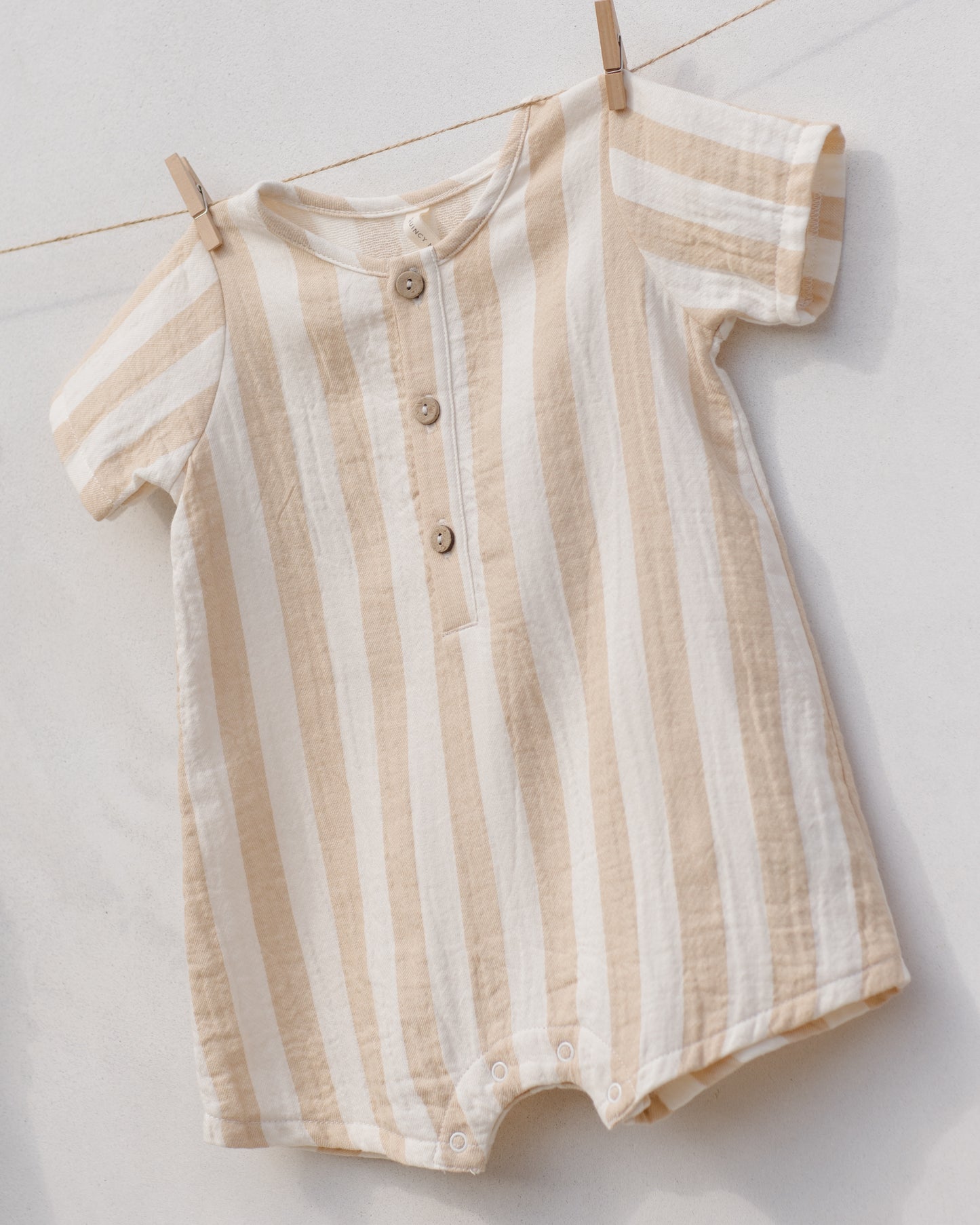 Short Sleeve Woven Romper || Summer Stripe