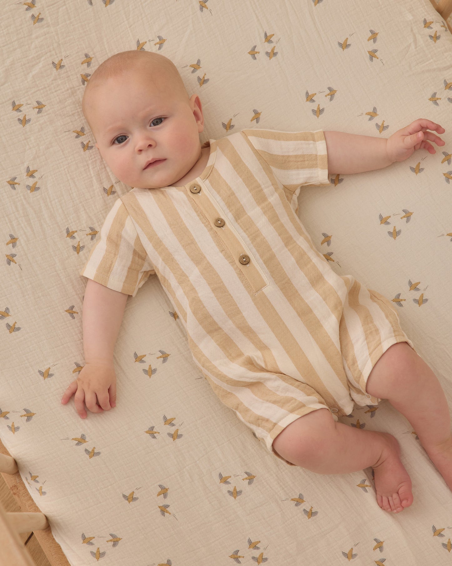 Short Sleeve Woven Romper || Summer Stripe