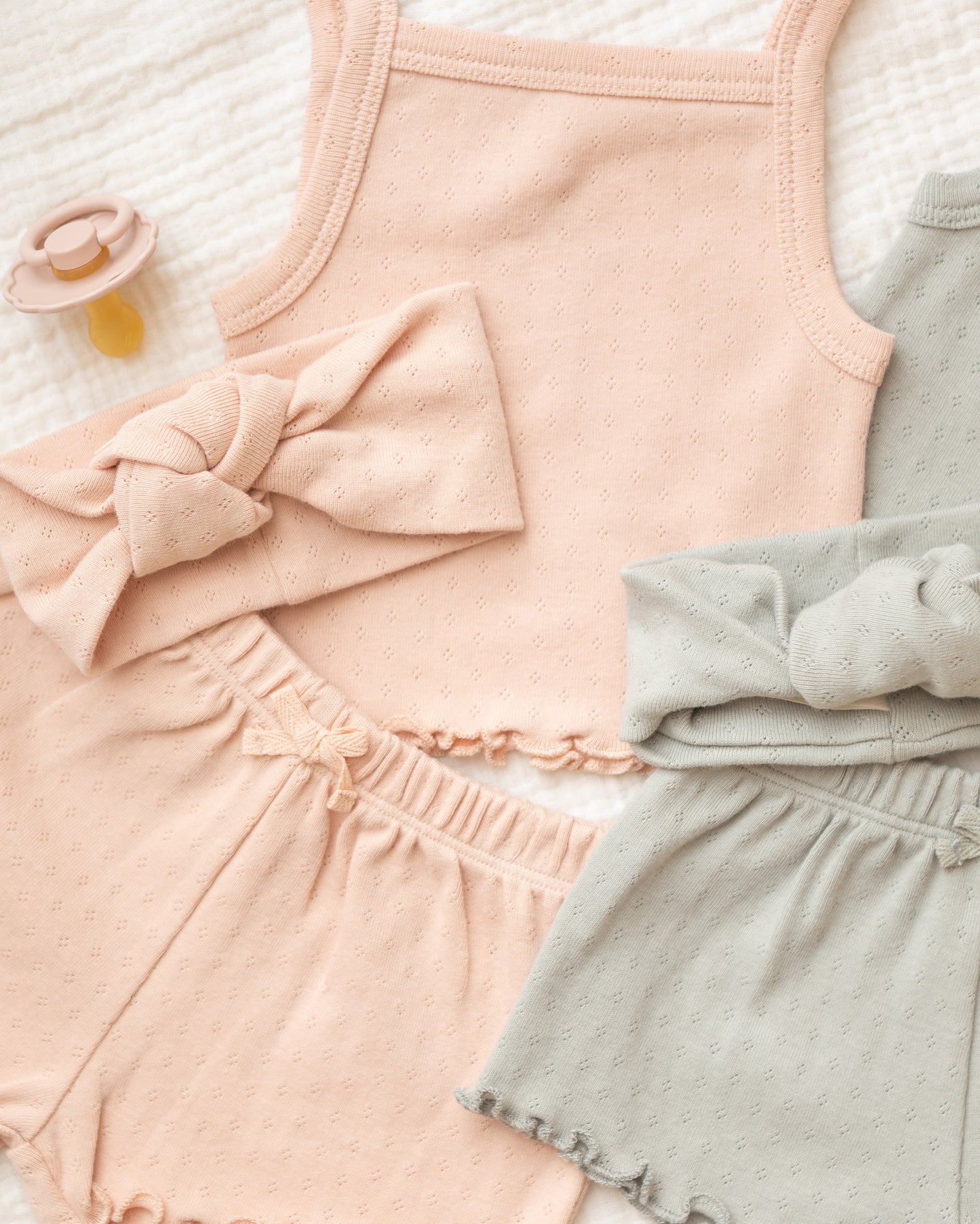 Pointelle Tank + Shortie Set || Sage