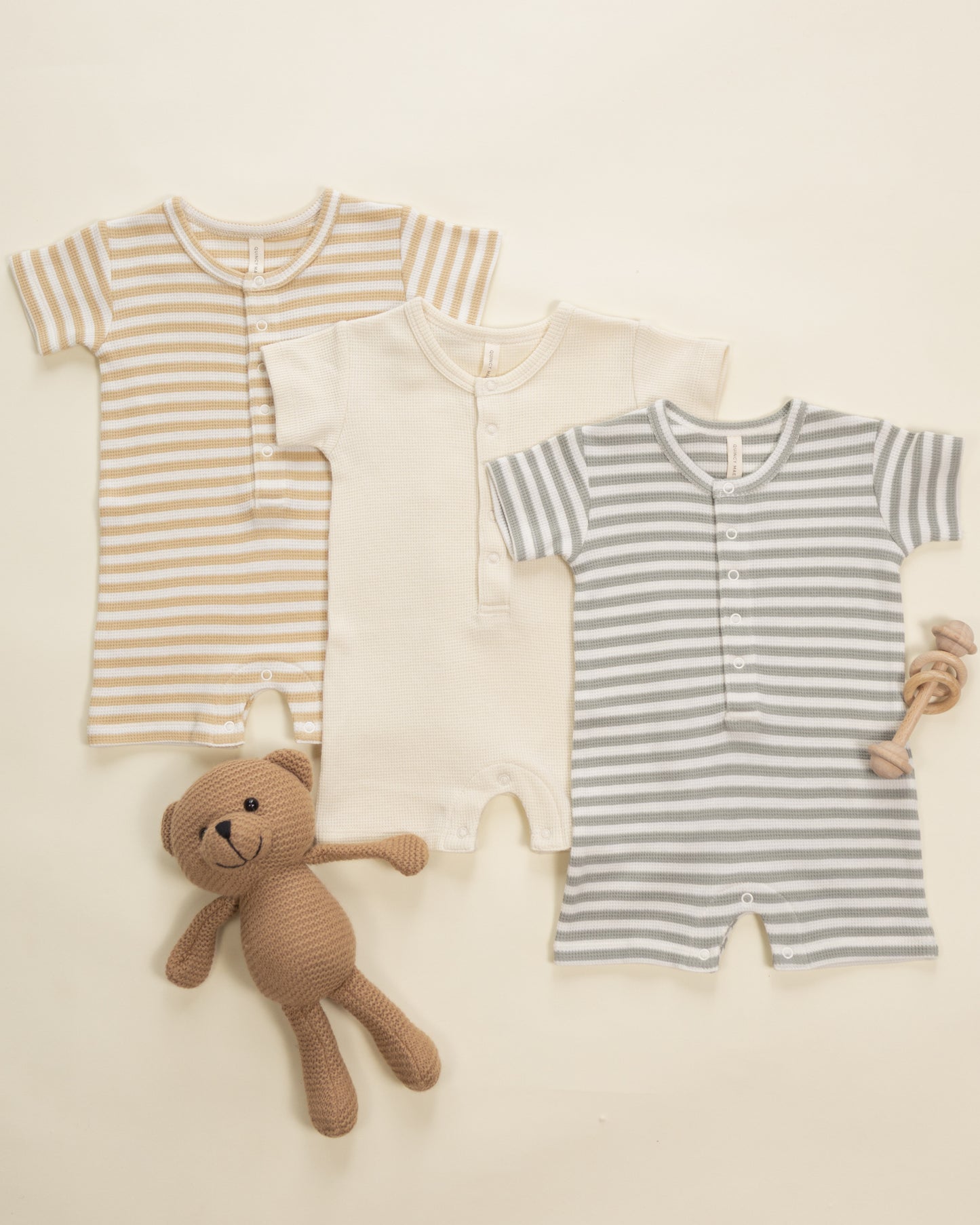 Waffle Snap Romper || Butterscotch Stripe