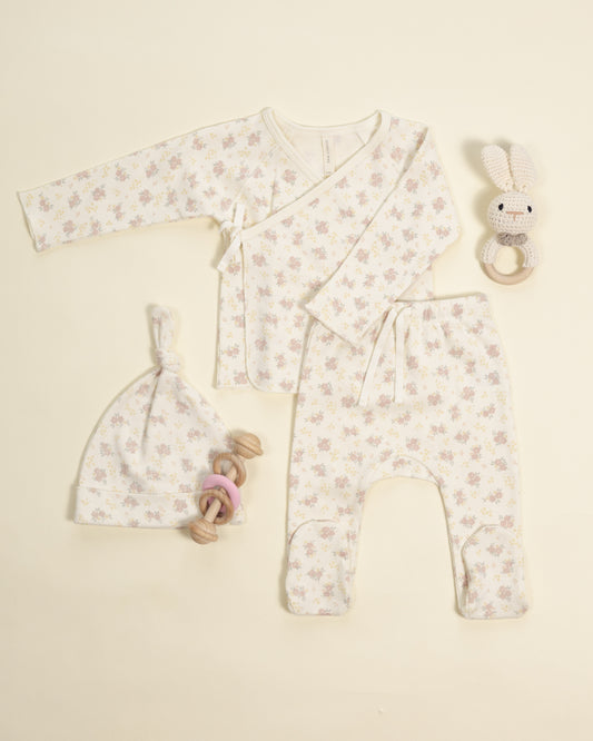 Wrap Top + Footed Pant Set || Flower Field