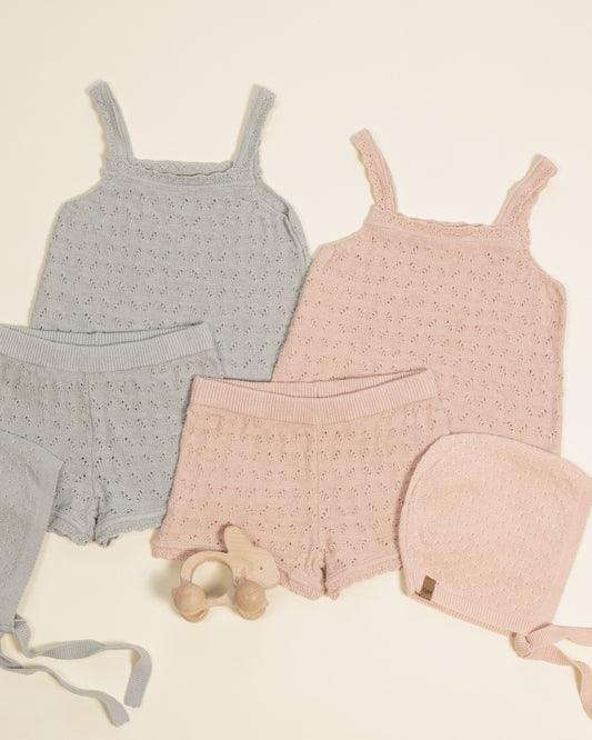 Pointelle Knit Tank + Short Set || Melon