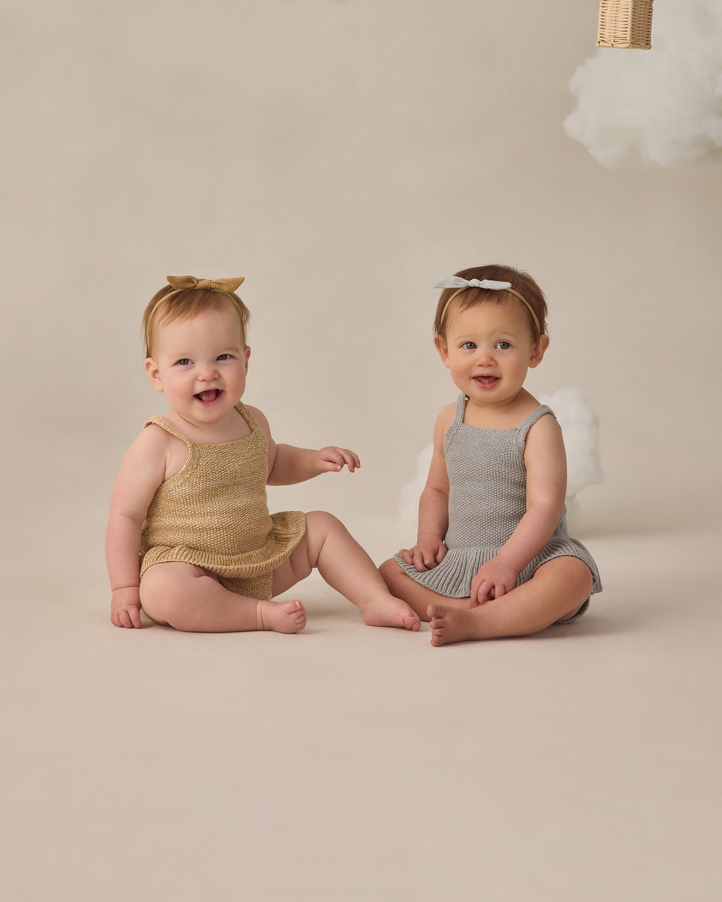 Knit Ruffle Romper || Heathered Sky