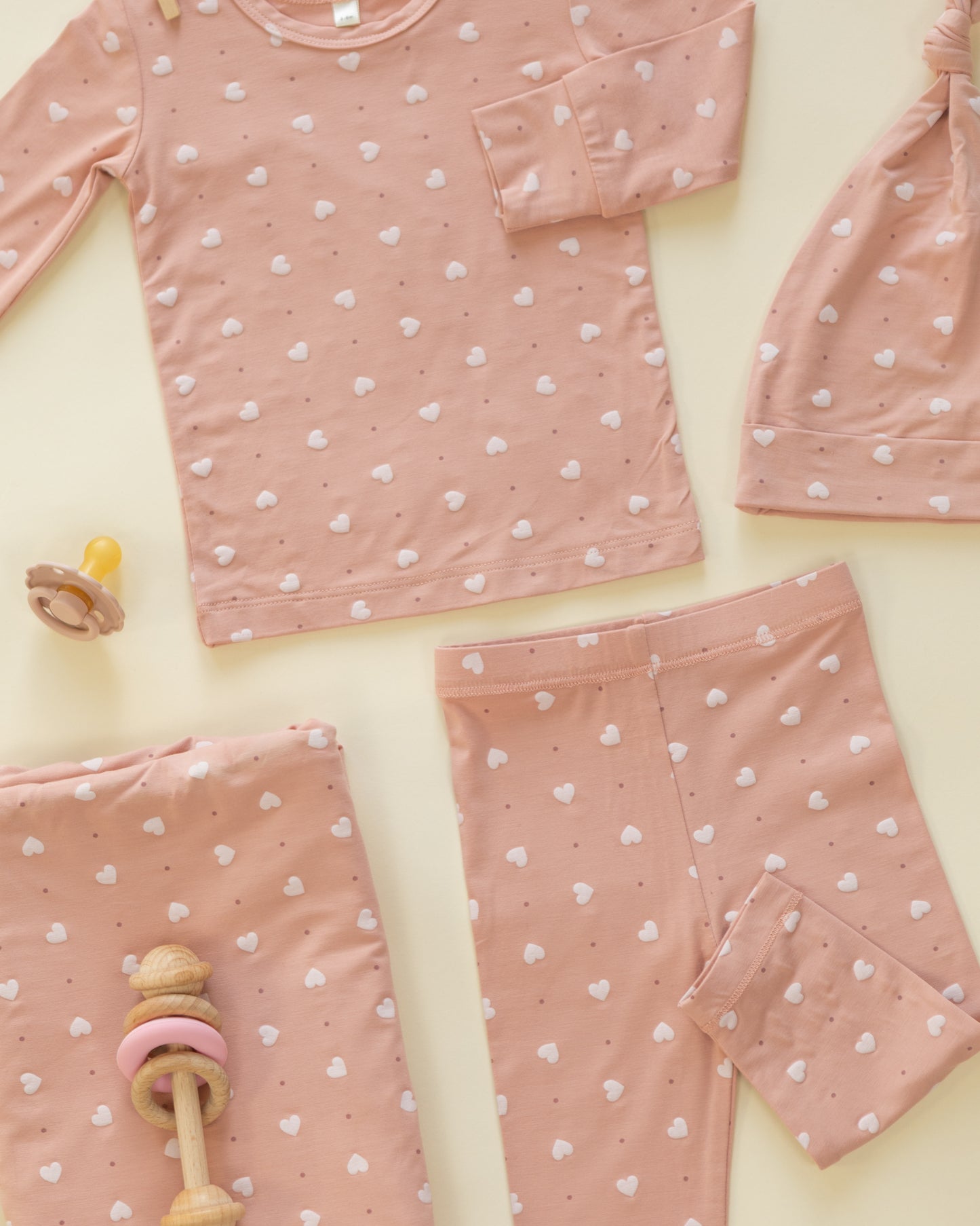 Bamboo Pajama Set || Pink Hearts