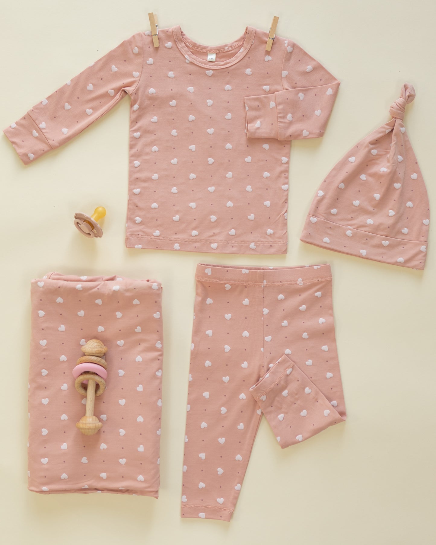 Bamboo Pajama Set || Pink Hearts