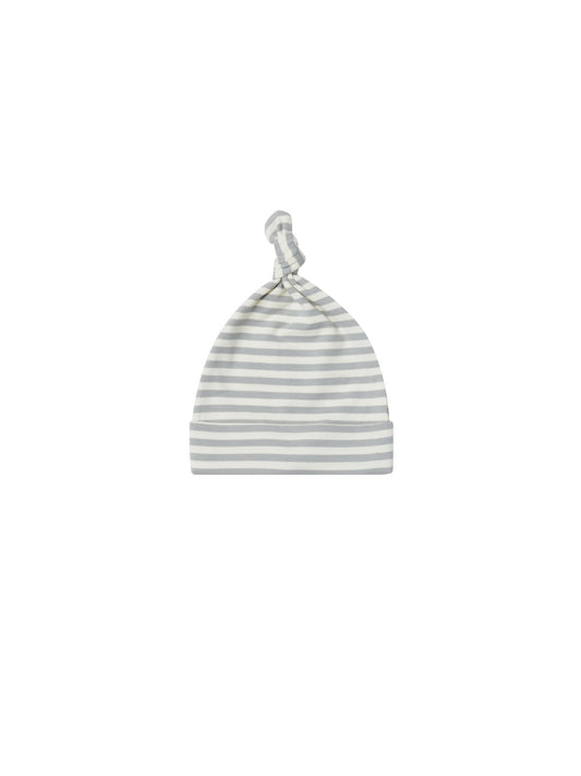 Knotted Baby Hat | Dusty Blue Stripe