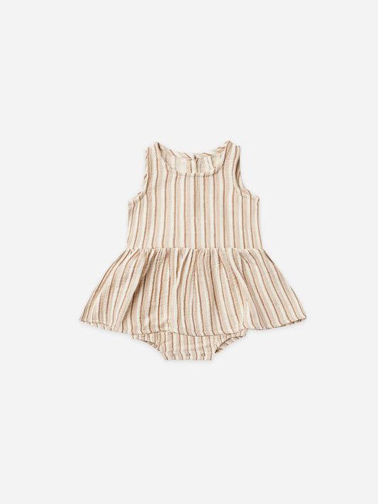 Skirted Tank Romper | Latte + Clay Stripe