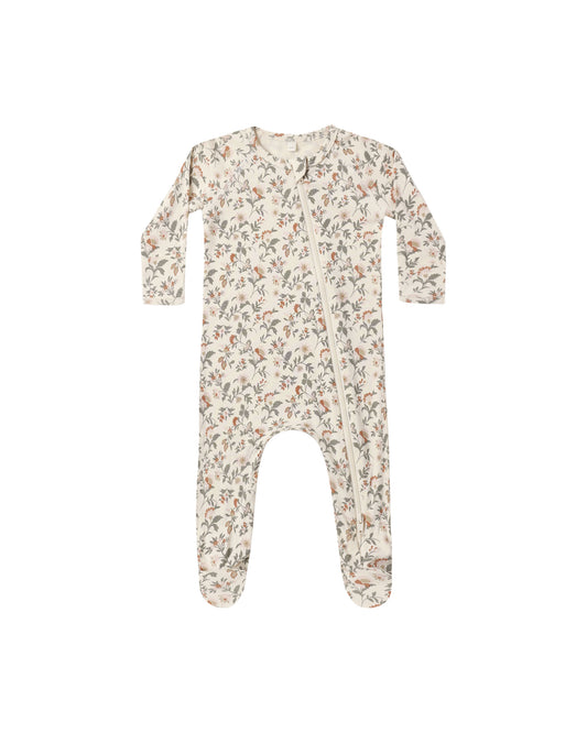 Bamboo Zip Footie | Holiday Floral