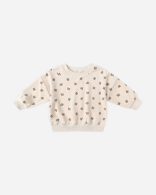 Velour Relaxed Sweatshirt || Holly Berry