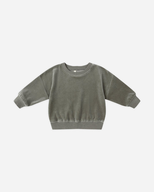Velour Relaxed Sweatshirt || Forest
